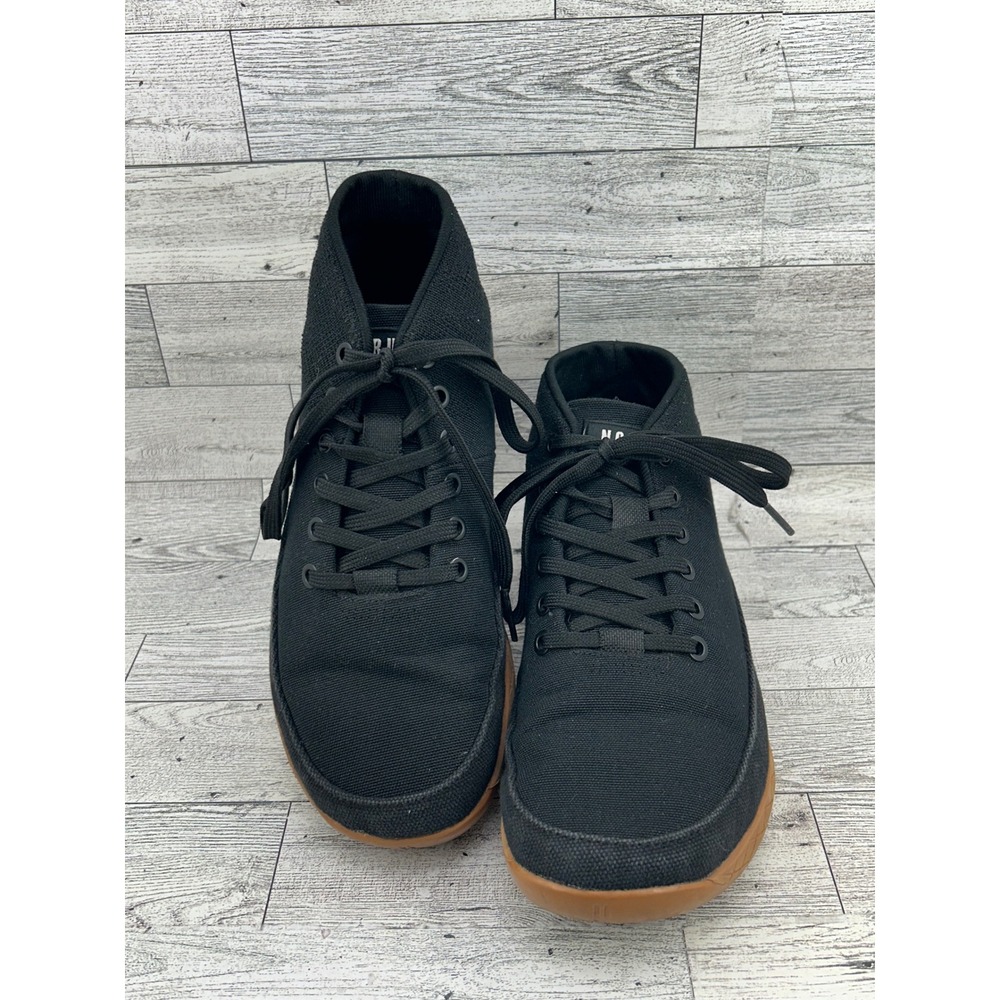 NOBULL Black Canvas Mid Trainer Sneakers Women Sz 8 Men‎ Sz 6.5 Gum Sole Shoes